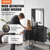 image:imageVEVOR Salon Storage Cabinet Wall Mounted Barber Salon Station for Hair Stylist Hair Stylist Station Set with 3 Sleeves A Mirror DoubleDoor Cabinet and A Drawer Black