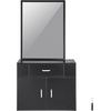image:imageVEVOR Salon Storage Cabinet Wall Mounted Barber Salon Station for Hair Stylist Hair Stylist Station Set with 3 Sleeves A Mirror DoubleDoor Cabinet and A Drawer Black