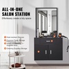 image:imageVEVOR Salon Storage Cabinet Wall Mounted Barber Salon Station for Hair Stylist Hair Stylist Station Set with 3 Sleeves A Mirror DoubleDoor Cabinet and A Drawer Black