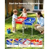 image:imageVEVOR Sensory Table for Toddlers Kids Activity with 3 Foldable Storage Bins amp DoubleSided Board IndoorOutdoor Play Sand and Water Table Wooden Kids Sensory for Drawing StudyingKids 2Station Sand and Water Adjustable Play Table with Detachable Storage Bins