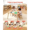 image:imageVEVOR Sensory Table for Toddlers Kids Activity with 3 Foldable Storage Bins amp DoubleSided Board IndoorOutdoor Play Sand and Water Table Wooden Kids Sensory for Drawing StudyingDesk and stoolMagnetic Drawing Board