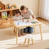 image:imageVEVOR Sensory Table for Toddlers Kids Activity with 3 Foldable Storage Bins amp DoubleSided Board IndoorOutdoor Play Sand and Water Table Wooden Kids Sensory for Drawing StudyingDesk and stoolMagnetic Drawing Board