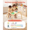 image:imageVEVOR Sensory Table for Toddlers Kids Activity with 3 Foldable Storage Bins amp DoubleSided Board IndoorOutdoor Play Sand and Water Table Wooden Kids Sensory for Drawing StudyingDesk and stoolMagnetic Drawing Board