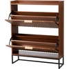image:imageVEVOR Shoe Cabinet with 2 Flip Drawers MidCentury Shoes Storage Cabinet with AntiTipping Device Freestanding Fluted Shoe Organizer Ideal for Entrance Hallway Bedroom Living Room WalnutWalnut