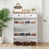 image:imageVEVOR Shoe Cabinet with 2 Flip Drawers MidCentury Shoes Storage Cabinet with AntiTipping Device Freestanding Fluted Shoe Organizer Ideal for Entrance Hallway Bedroom Living Room WalnutWhite  Walnut