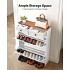image:imageVEVOR Shoe Cabinet with 2 Flip Drawers MidCentury Shoes Storage Cabinet with AntiTipping Device Freestanding Fluted Shoe Organizer Ideal for Entrance Hallway Bedroom Living Room WalnutWhite  Walnut