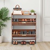 image:imageVEVOR Shoe Cabinet with 2 Flip Drawers MidCentury Shoes Storage Cabinet with AntiTipping Device Freestanding Fluted Shoe Organizer Ideal for Entrance Hallway Bedroom Living Room WalnutWalnut