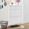 image:imageVEVOR Shoe Cabinet with 2 Flip Drawers MidCentury Shoes Storage Cabinet with AntiTipping Device Freestanding Fluted Shoe Organizer Ideal for Entrance Hallway Bedroom Living Room WalnutWood