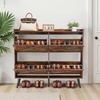 image:imageVEVOR Shoe Cabinet with 2 Flip Drawers MidCentury Shoes Storage Cabinet with AntiTipping Device Freestanding Fluted Shoe Organizer Ideal for Entrance Hallway Bedroom Living Room WalnutBrown