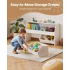 image:imageVEVOR Toy Storage Organizer Wooden Kids Bookshelf with Storage Toy Storage Cabinet with 2 Mobile Drawers Kids Storage Organizer for Bedroom Nursery Living Room Entryway Preschool White5cubby With 2 Mobile Drawers