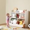 image:imageVEVOR Toy Storage Organizer Wooden Kids Bookshelf with Storage Toy Storage Cabinet with 2 Mobile Drawers Kids Storage Organizer for Bedroom Nursery Living Room Entryway Preschool White5cubby With Bookshelf