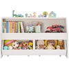 image:imageVEVOR Toy Storage Organizer Wooden Kids Bookshelf with Storage Toy Storage Cabinet with 2 Mobile Drawers Kids Storage Organizer for Bedroom Nursery Living Room Entryway Preschool White5cubby With 2 Mobile Drawers