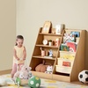 image:imageVEVOR Toy Storage Organizer Wooden Kids Bookshelf with Storage Toy Storage Cabinet with 2 Mobile Drawers Kids Storage Organizer for Bedroom Nursery Living Room Entryway Preschool White4tier With 6layer Sling Book Rack