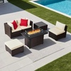 image:imageVEVOR 2025 Upgraded 6Piece Wicker Patio Furniture Set with Protective Glides NonScratch Pads High Back Outdoor Sofa AllWeather Wicker Patio Conversation Set for Deck Yard Pool