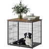 image:imageVEVOR 27 Dog Crate Furniture With Double Doors 2in1 Decorative Wooden Kennel End Table Removable Tray Holds up to 30 lbs for Small Medium Dogs  Brown