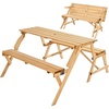 image:imageVEVOR 2in1 Transforming Interchangeable Picnic Table Outdoor Wooden Table and Bench Set Portable Foldable Bench with Umbrella Hole Patio Dining Furniture for Garden Backyard Porch Brown
