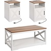 image:imageVEVOR 3 Pieces Farmhouse Coffee Table Sets 40 Inch Industrial Coffee Table with 2 End Tables Easy Assembly Coffee and Side Tables Sets with Charging Station for Office Living Room amp Apartment3 Pieces