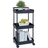 image:imageVEVOR 3Tier Rolling Utility Cart with Handle MultiFunctional Storage Trolley with Lockable Wheels Utility Cart KitchenUnder Desk Cart for Office Living Room Kitchen Bedroom Black