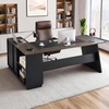 image:imageVEVOR 63 LShaped Executive Desk Large Office Desk with Drawers File Storage Cabinet Detachable 350 LBS Load Capacity Corner Table Easy Assembly Business Furniture Workstation for Home Office787 x 315 x 297 inches