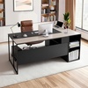 image:imageVEVOR 63 LShaped Executive Desk Large Office Desk with Drawers File Storage Cabinet Detachable 350 LBS Load Capacity Corner Table Easy Assembly Business Furniture Workstation for Home Office7153
