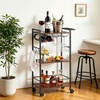 image:imageVEVOR Bar Cart 2 Tiers Home Kitchen Serving Carts Modern Rolling Utility Station on Wheels Drink Beverage Trolley with Mirrored Glass Shelves Wine Rack Glass Holder for Living Dining Room GoldRustic Brown and Black