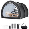 image:imageVEVOR Bike Tent 4 to 5 Bikes Outdoor Spacious Bike Storage Tent with Ventilated Window Waterproof FanShaped Bike Tent with High Strength Fiberglass amp Double Door Fit for BicycleBlack Curved top  XXL for 45 Bikes