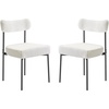 image:imageVEVOR Boucle Dining Chairs Set of 4 Mid Century Modern Sherpa Accent Chairs Upholstered Side Chair for Dining Room SpaceSaving White Kitchen Chair with Curved Backrest and Black Metal LegsSet of 2