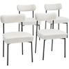 image:imageVEVOR Boucle Dining Chairs Set of 4 Mid Century Modern Sherpa Accent Chairs Upholstered Side Chair for Dining Room SpaceSaving White Kitchen Chair with Curved Backrest and Black Metal LegsSet of 4