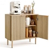 image:imageVEVOR Buffet Cabinet Sideboard Cabinet with 2Tier Storage Coffee Bar Cabinet with Adjustable Shelves Fluted Sideboard Buffet for Hallway Entryway Living Room or Kitchen Oak2pcsOak
