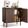 image:imageVEVOR Buffet Cabinet Sideboard Cabinet with 2Tier Storage Coffee Bar Cabinet with Adjustable Shelves Fluted Sideboard Buffet for Hallway Entryway Living Room or Kitchen Oak2pcsWalnut