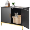 image:imageVEVOR Cat Litter Box Enclosure Furniture 276 in Hidden Litter Box Cabinet with Metal Legs amp Handle Modern Style Cat Washroom House End Table Fit Most of Litterbox for Bedroom Living RoomBlack
