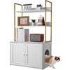 image:imageVEVOR Cat Litter Box Enclosure Furniture 276 in Hidden Litter Box Cabinet with Metal Legs amp Handle Modern Style Cat Washroom House End Table Fit Most of Litterbox for Bedroom Living RoomWhite