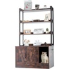 image:imageVEVOR Cat Litter Box Enclosure Hidden Cat Box Furniture with 4 Storage Shelves Large Cats House Cabinet Hidden Fit Most Litter Box Wooden Cats Washroom Indoor 335L x 193W x 723H Dark Brown335L x 193W x 587H3 Shelves