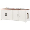 image:imageVEVOR Cat Litter Box Enclosure for Multi Cats 472 in Hidden Litter Box Cabinet with 4 Doors amp 2 Entries Indoor Cat Washroom Wooden Kitty House Furniture Fit Most Litterboxes Brown amp White