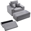 image:imageVEVOR Chaise Lounge Chair 49 Boneless Modular Chaise Lounge Indoor Oversized Corduroy Reading Chair with Throw Pillows amp Armrests Deep Seat Sofa Couch Sleeper for Living Room Bedroom GreyGrey