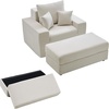 image:imageVEVOR Chaise Lounge Chair 49 Boneless Modular Chaise Lounge Indoor Oversized Corduroy Reading Chair with Throw Pillows amp Armrests Deep Seat Sofa Couch Sleeper for Living Room Bedroom GreyBeige