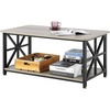 image:imageVEVOR Coffee Table Modern Faux Marble Coffee Table Large 2Tier Rectangle Center Desk with Geometric Legs Minimalist Sturdy Metal Frame Accent End Desk for Living Room Office Easy Assembly White40 Inch