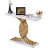 image:imageVEVOR Entryway Table 394 Inch Gold Console Table Narrow Console Table with Metal Frame Modern Console Sofa Table for Living Room Entryway HallwayWhite