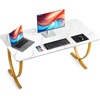 image:imageVEVOR Executive Desk 63 W x 315 D Large Office Desk Modern Computer Table Conference Meeting Room Table Business Furniture Enlarged Desktop for Home Office White and GoldWhitegold