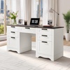 image:imageVEVOR Executive Desk 63 W x 315 D Large Office Desk Modern Computer Table Conference Meeting Room Table Business Furniture Enlarged Desktop for Home Office White and GoldWhite