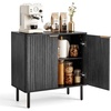 image:imageVEVOR Fluted Cabinet Buffet Cabinet with 2Tier Storage Coffee Bar Cabinet with Adjustable Shelves Sideboard Buffet for Hallway Entryway Living Room or Kitchen Black