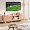 image:imageVEVOR Fluted TV Stand for TVs up to 65 inch MidCentury Modern Entertainment Center Media Console with Storage Cabinet and Sliding Tambour Door Boho Television Stand for Living Room Bedroom OakWood