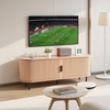 image:imageVEVOR Fluted TV Stand for TVs up to 65 inch MidCentury Modern Entertainment Center Media Console with Storage Cabinet and Sliding Tambour Door Boho Television Stand for Living Room Bedroom OakNatural
