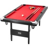 image:imageVEVOR Folding Pool TablePortable Billiards Tables Foldable SpaceSaving Entertainment Game Set Includes Ball Cue Rack Chalk Brush Brown with Bule Cloth for Family Use Recreation Roomblackred