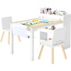 image:imageVEVOR Kids Art Table and Chair Set Toddler Activity Table with Storage Wood Kids Craft Desk with Paper Roll for Drawing Reading Writing Kid Play Table for Nursery Playroom Classroom WhiteWhite