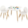 image:imageVEVOR Kids Table and 2 Chairs Set Toddler Table and Chair Set with Rounded Edge Design amp Graffiti Desktop Wooden Desk for Art Craft Reading Learning Drawing ClassroomDaycareHome BurlywoodWhite