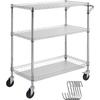 image:imageVEVOR Kitchen Utility Cart 3 Tier Heavy Duty Adjustable Wire Storage Rack Commercial Steel Rolling Service Trolley on Wheels Work Table with Handle Bar for Garage and Laundry Room 40x25x409 in18D x 35W x 409H