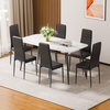 image:imageVEVOR Modern Dining Room Accent Chairs Set of 4 Upholstered Leather Side Chair for Living Room SpaceSaving Kitchen Chair with Thick Cushions and Metal Legs WhiteSet of 6 Black