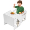 image:imageVEVOR Montessori Weaning Table and Chair Set 3 in 1 Wooden Toddler Table and Chairs with Chalkboard Adjustable Height Montessori Table for Ages 15 Ideal for Drawing Reading Eating  NaturalWhite