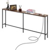 image:imageVEVOR Narrow Console Table 709 Behind Couch Shelf with Power Outlets 1Tier Long Entryway Shelf Narrow Sofa Table with Metal Frame and Charge Station for Entryway Hallway Living Room